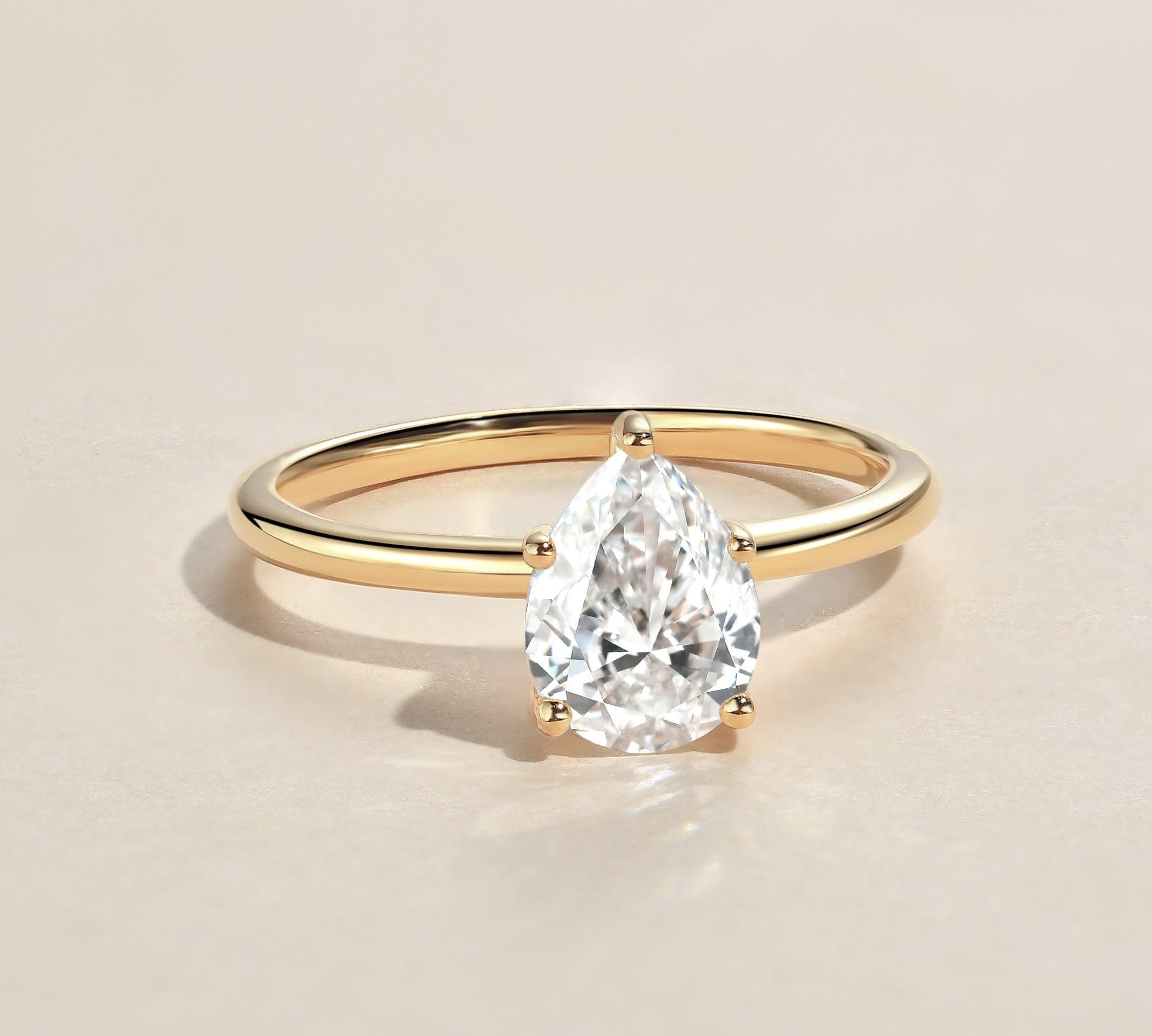 1.25 CT Pear Cut Solitaire Moissanite Engagement Ring 3