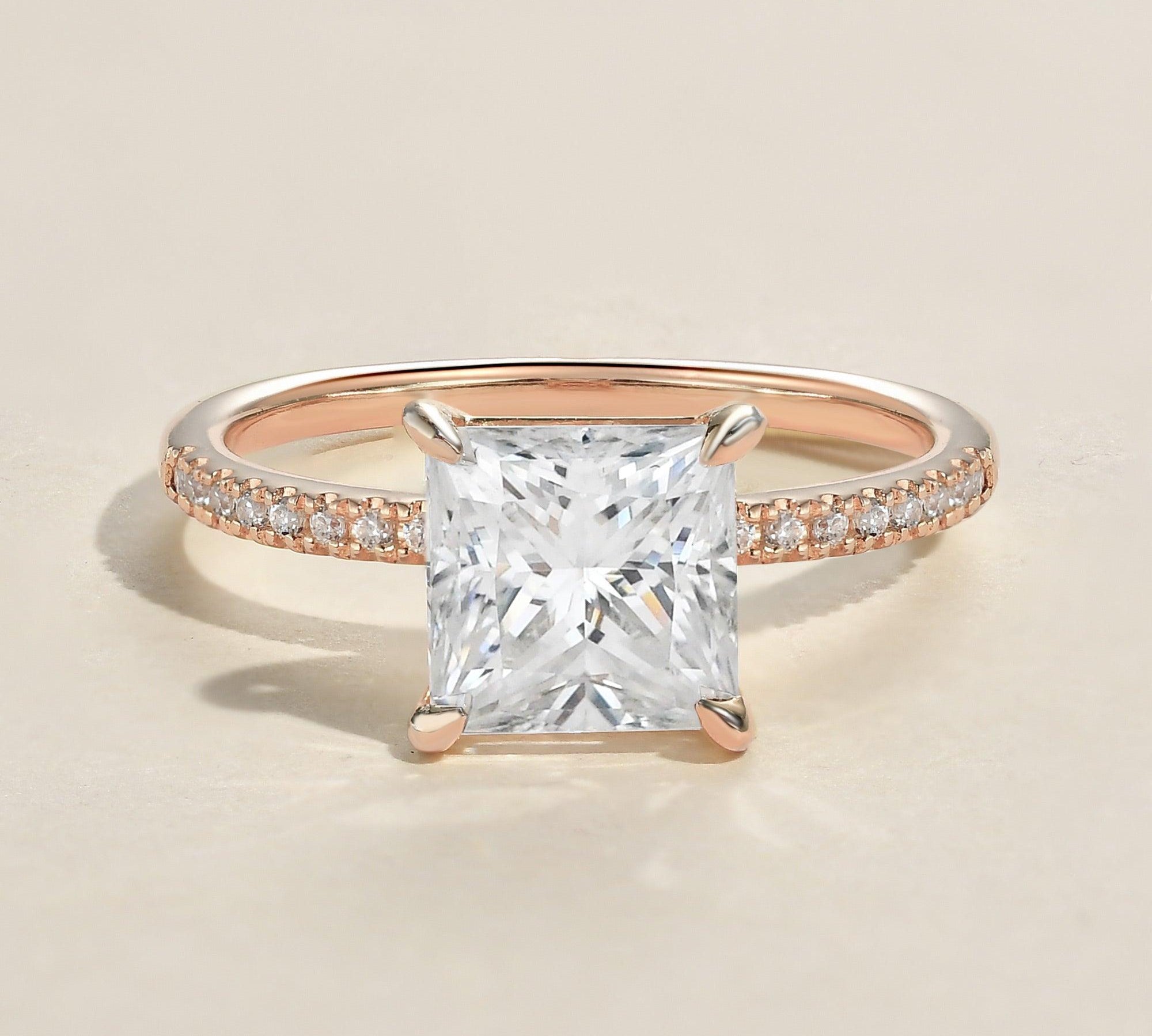 1.18 CT Princess Cut Solitaire Pave Moissanite Engagement Ring 1