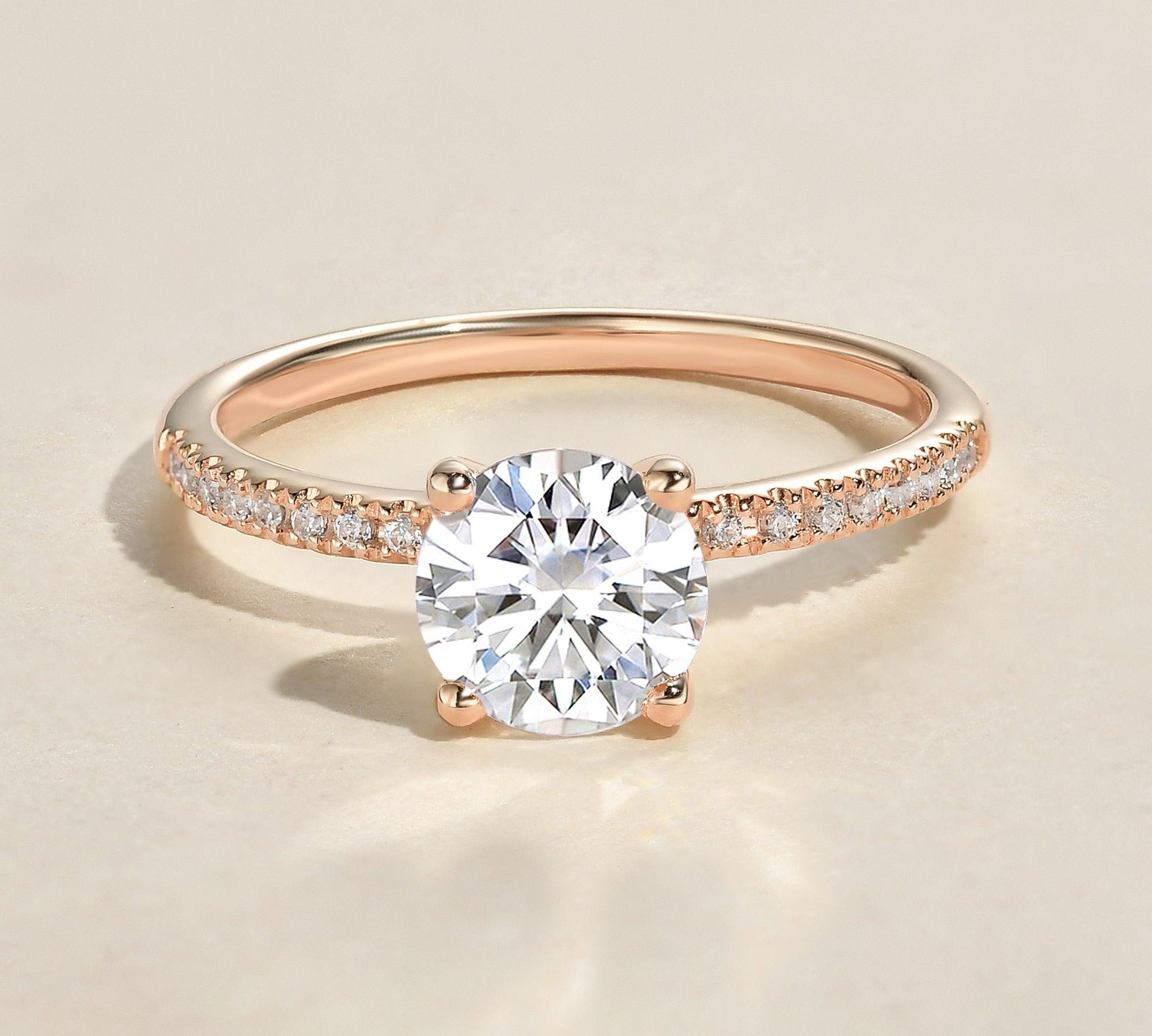 3.2 CT Round Cut Solitaire Pave Moissanite Engagement Ring 1