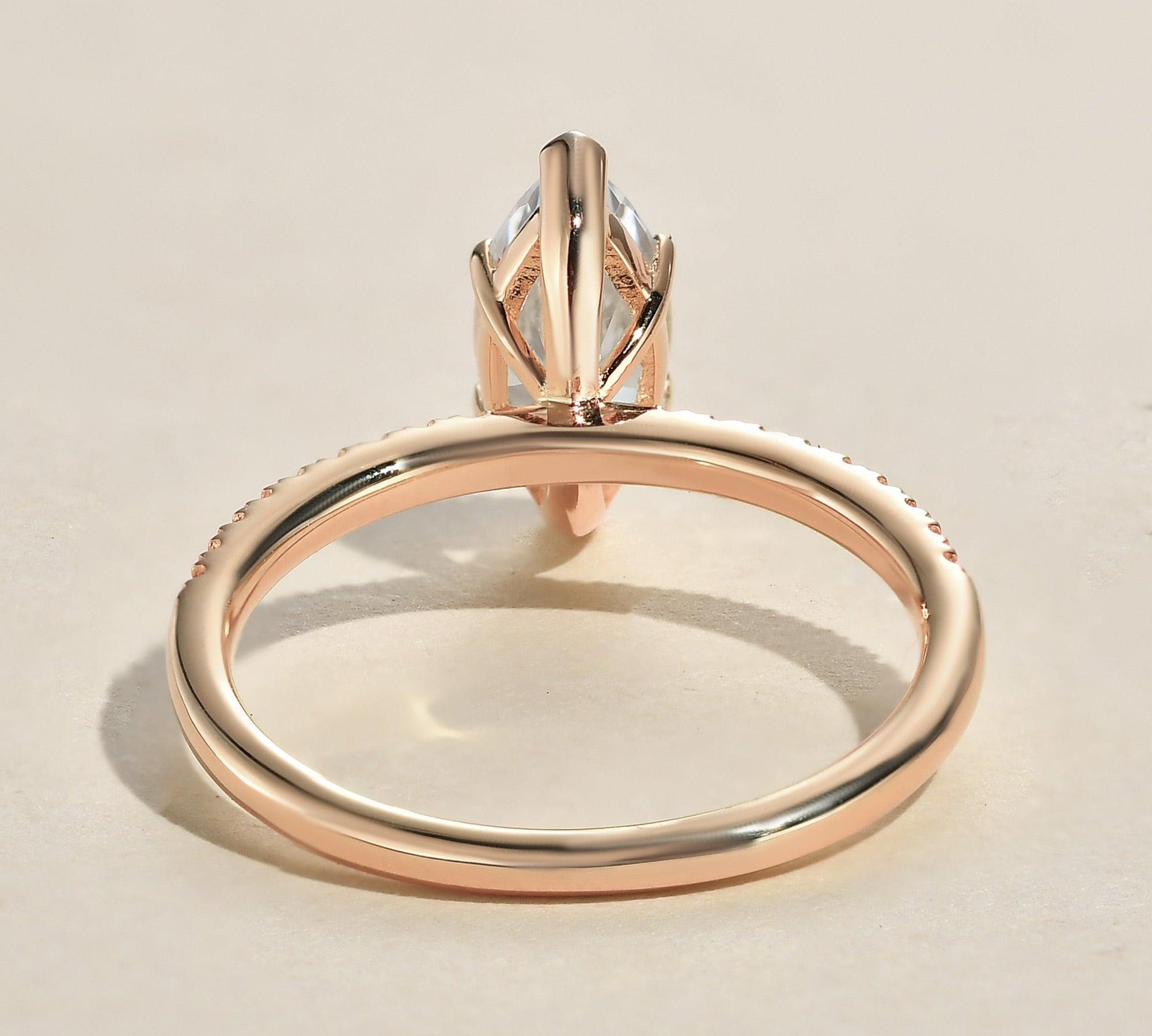 1.0 CT Marquise Cut Solitaire Pave Moissanite Engagement Ring 2