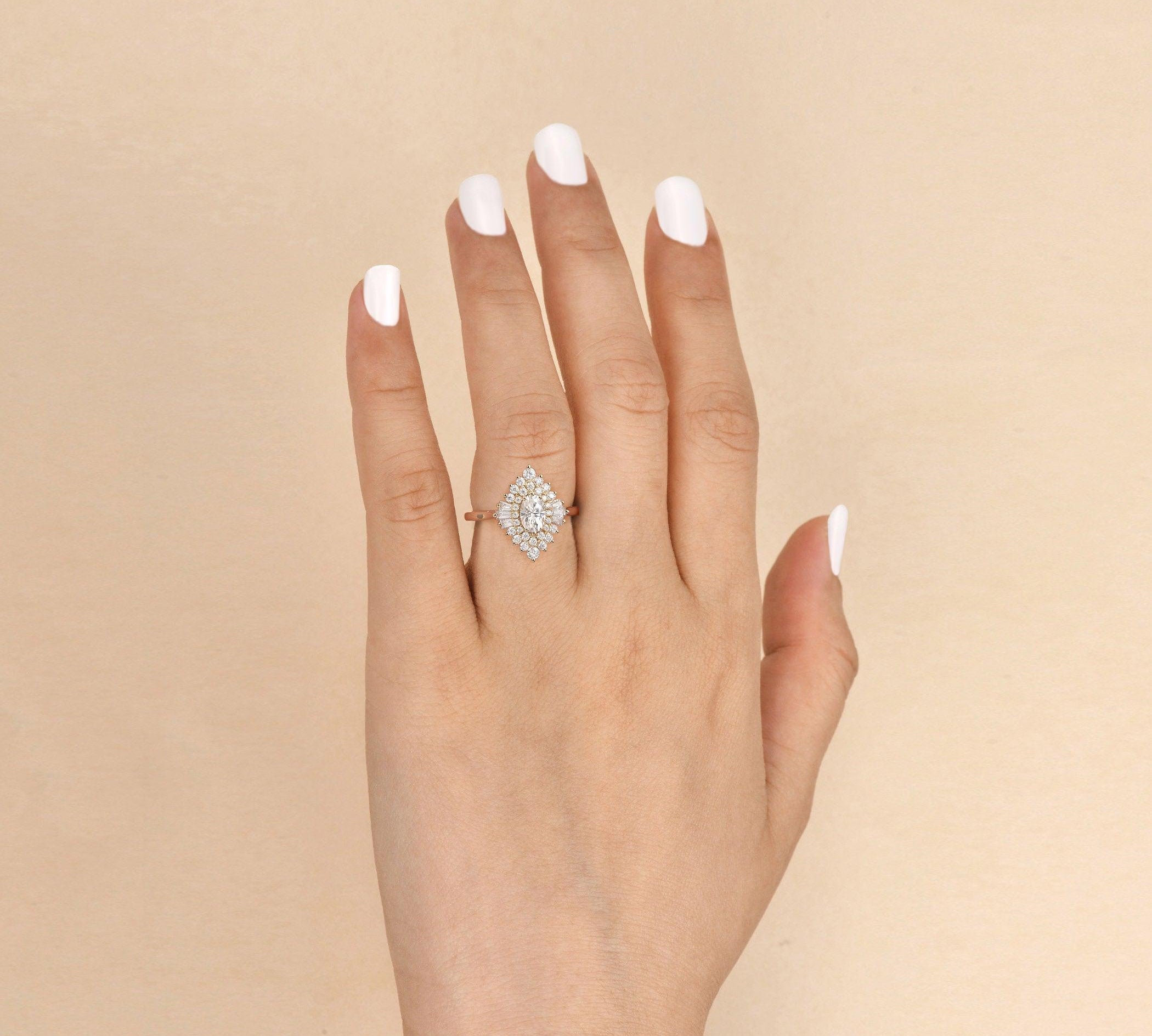 0.43 CT Oval Cut Ballerina Moissanite Engagement Ring 2