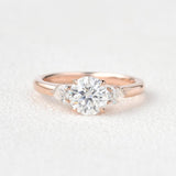 1.35 CT Round Cut Three Stone Moissanite Engagement Ring 1
