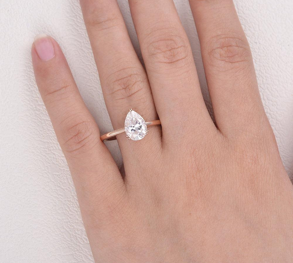 1.93 CT Pear Cut Solitaire Moissanite Engagement Ring 2