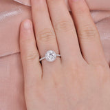 1.0 CT Round Cut Halo Pave Moissanite Engagement Ring 5