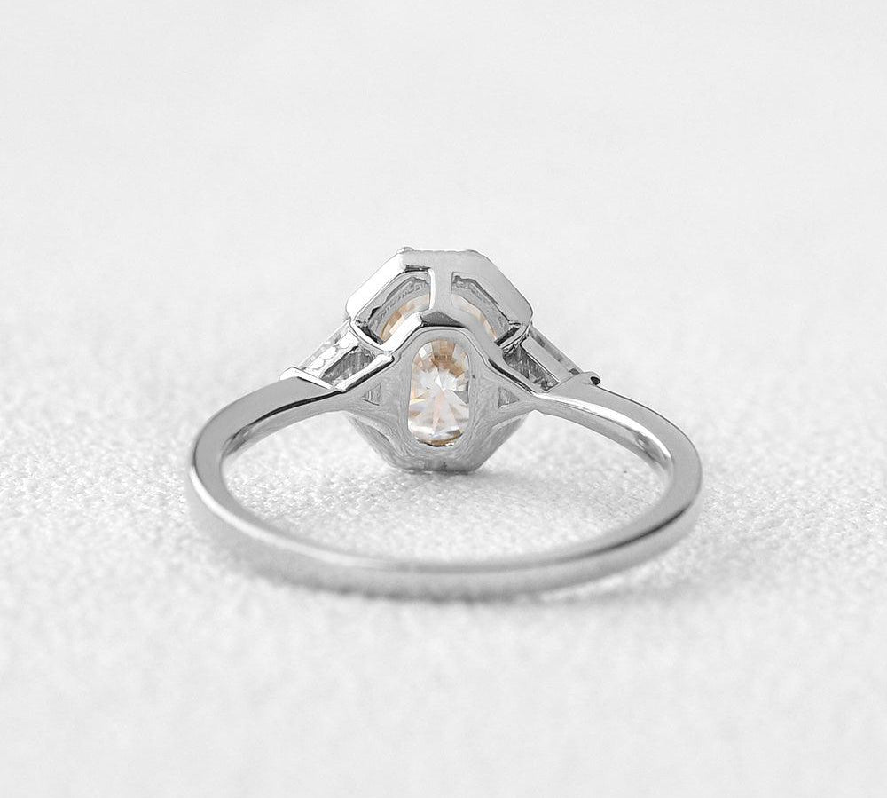 1.33 CT Oval Cut Three Stone Moissanite Engagement Ring 2