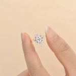 0.94 CT Oval Cut Cluster Vintage Moissanite Engagement Ring 14