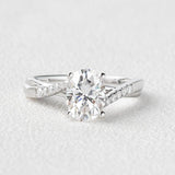 1.91 CT Oval Cut Solitaire Pave Moissanite Engagement Ring 1