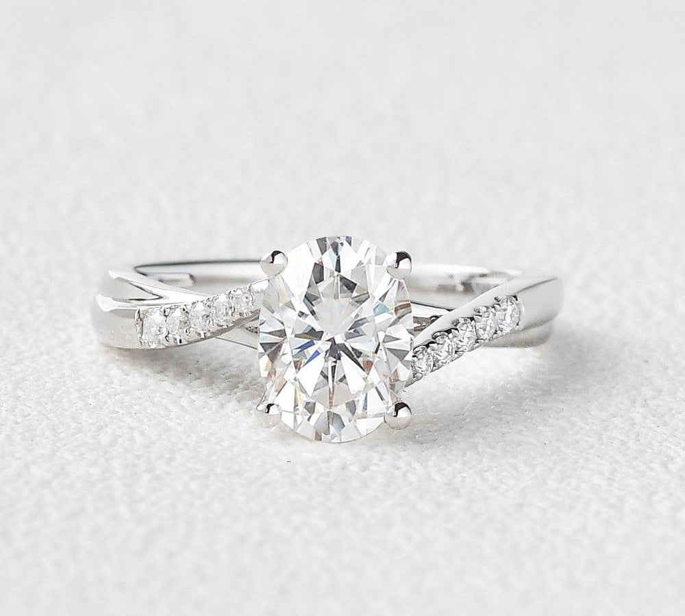 1.91 CT Oval Cut Solitaire Pave Moissanite Engagement Ring 1
