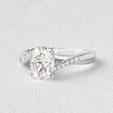 1.91 CT Oval Cut Solitaire Pave Moissanite Engagement Ring 5