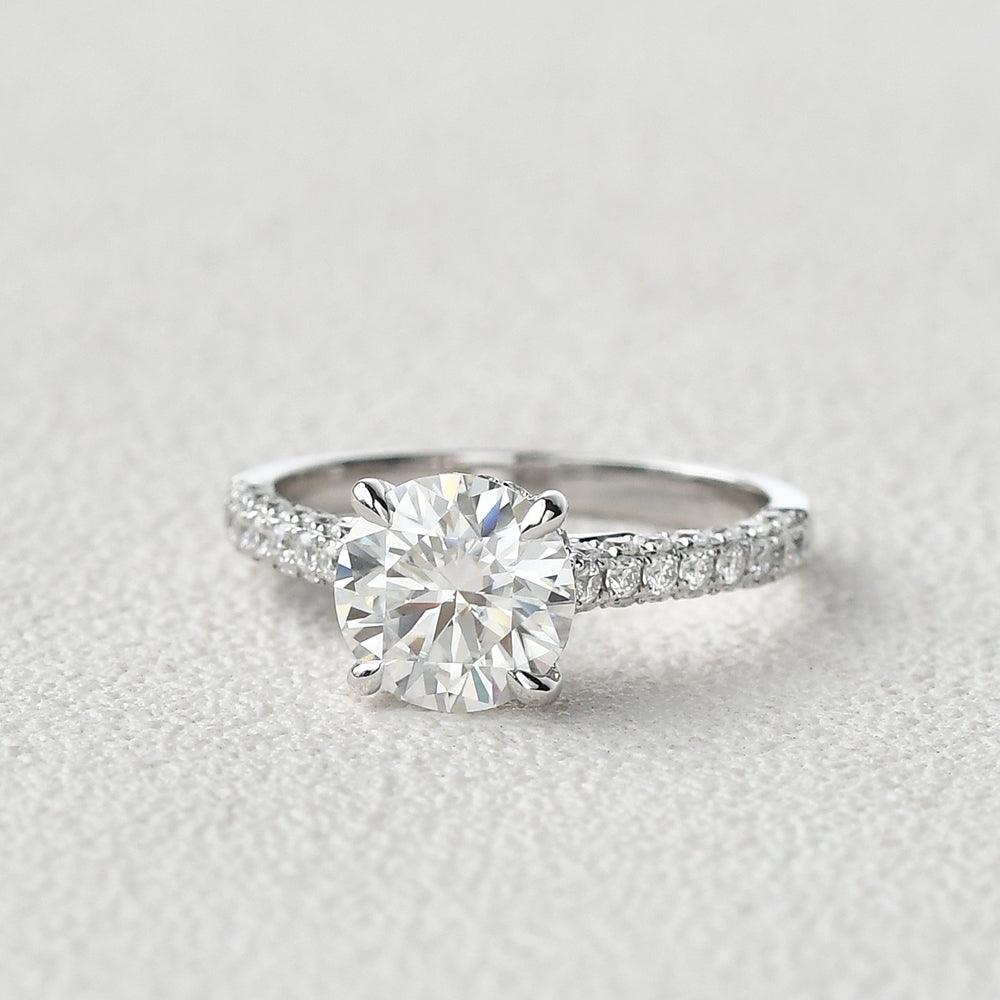 3.2 CT Round Cut Solitaire Pave Moissanite Engagement Ring 4