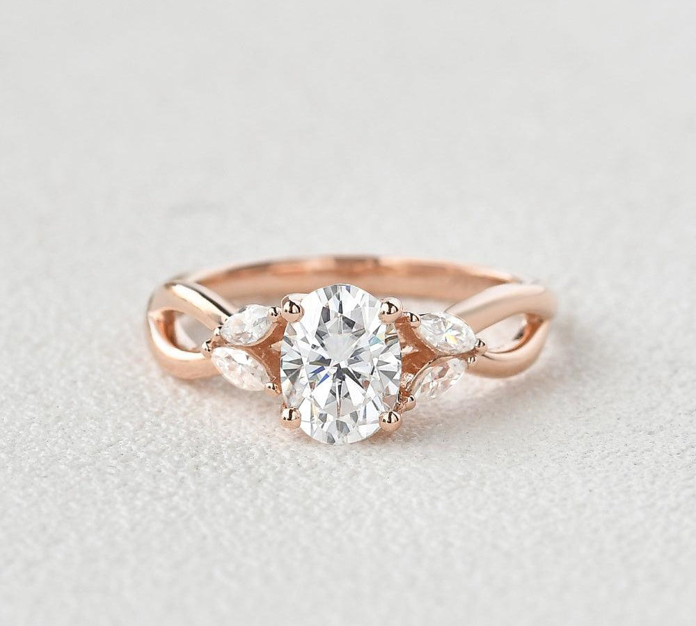 1.33 CT Oval Cut Art Deco Moissanite Engagement Ring 1