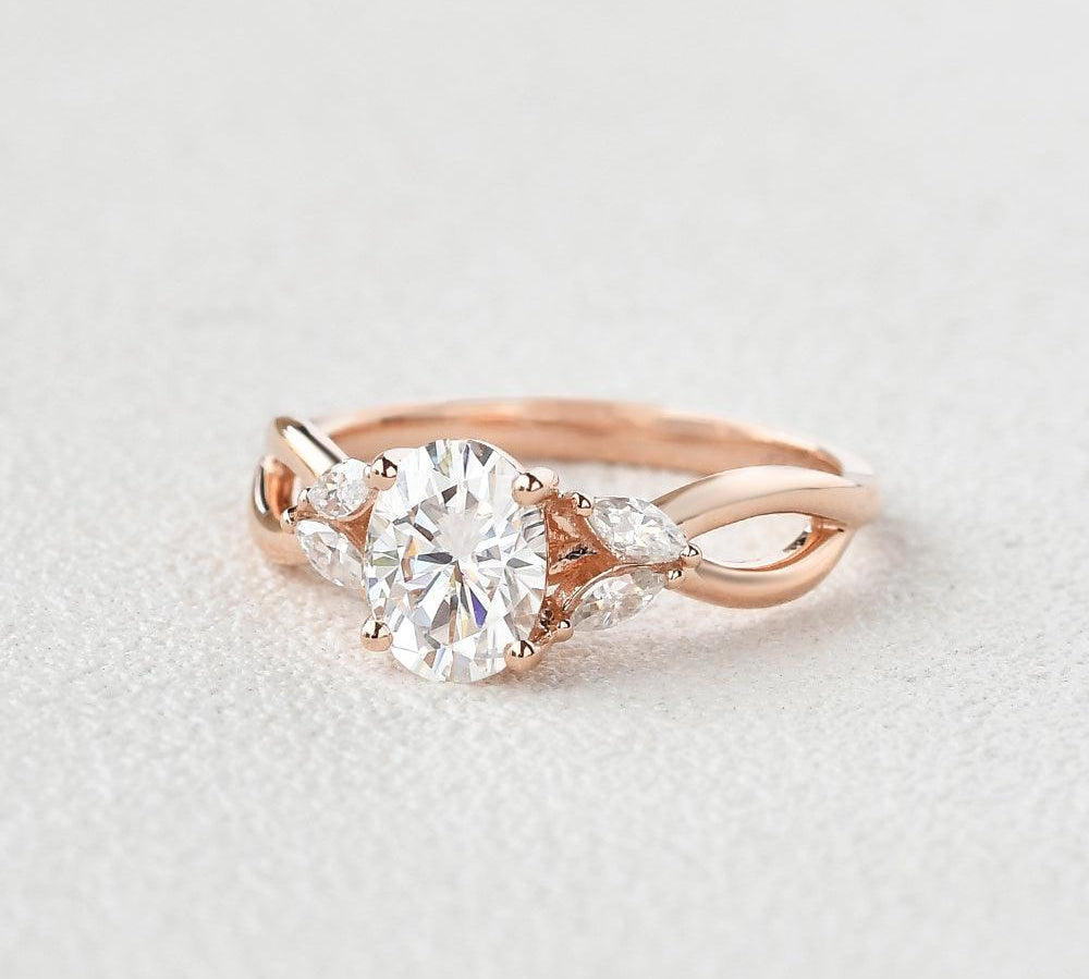 1.33 CT Oval Cut Art Deco Moissanite Engagement Ring 2