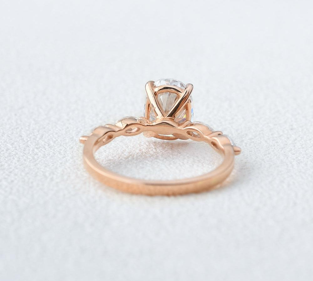 1.33 CT Oval Cut Solitaire Pave Moissanite Engagement Ring 3