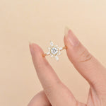 0.7 CT Round Cut Cluster Halo Moissanite Engagement Ring 9
