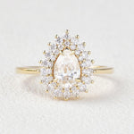 0.75 CT Pear Cut Double Halo Moissanite Engagement Ring 7