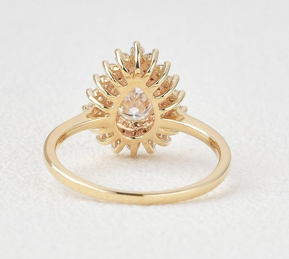 0.75 CT Pear Cut Double Halo Moissanite Engagement Ring 2