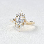 0.94 CT Oval Cut Cluster Vintage Moissanite Engagement Ring 8