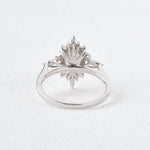 0.94 CT Oval Cut Cluster Vintage Moissanite Engagement Ring 2