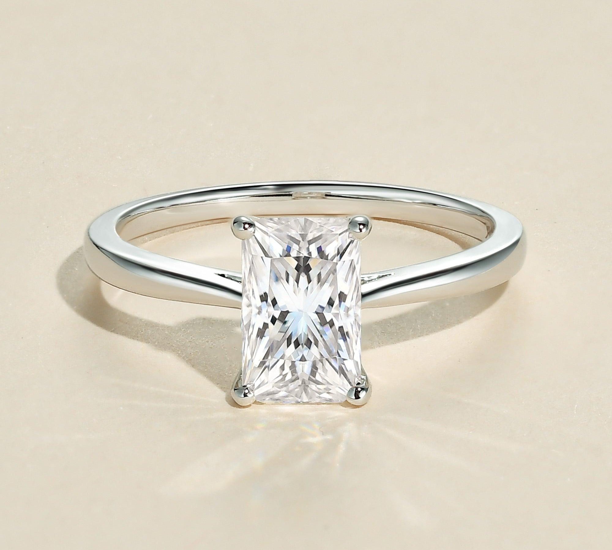 1.67 CT Radiant Cut Solitaire Moissanite Engagement Ring 1