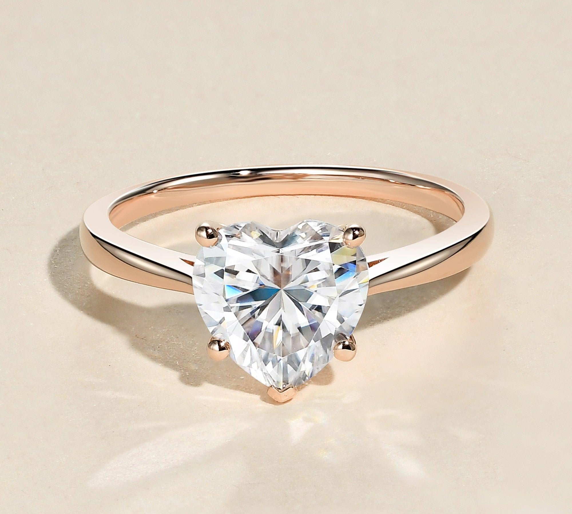 2.0 CT Heart Cut Solitaire Moissanite Engagement Ring 1