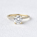 3.2 CT Round Cut Solitaire Pave Moissanite Engagement Ring 14