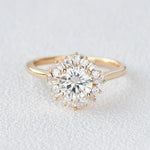 1.0 CT Round Cut Halo Moissanite Engagement Ring 3