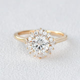 1.0 CT Round Cut Halo Moissanite Engagement Ring 3
