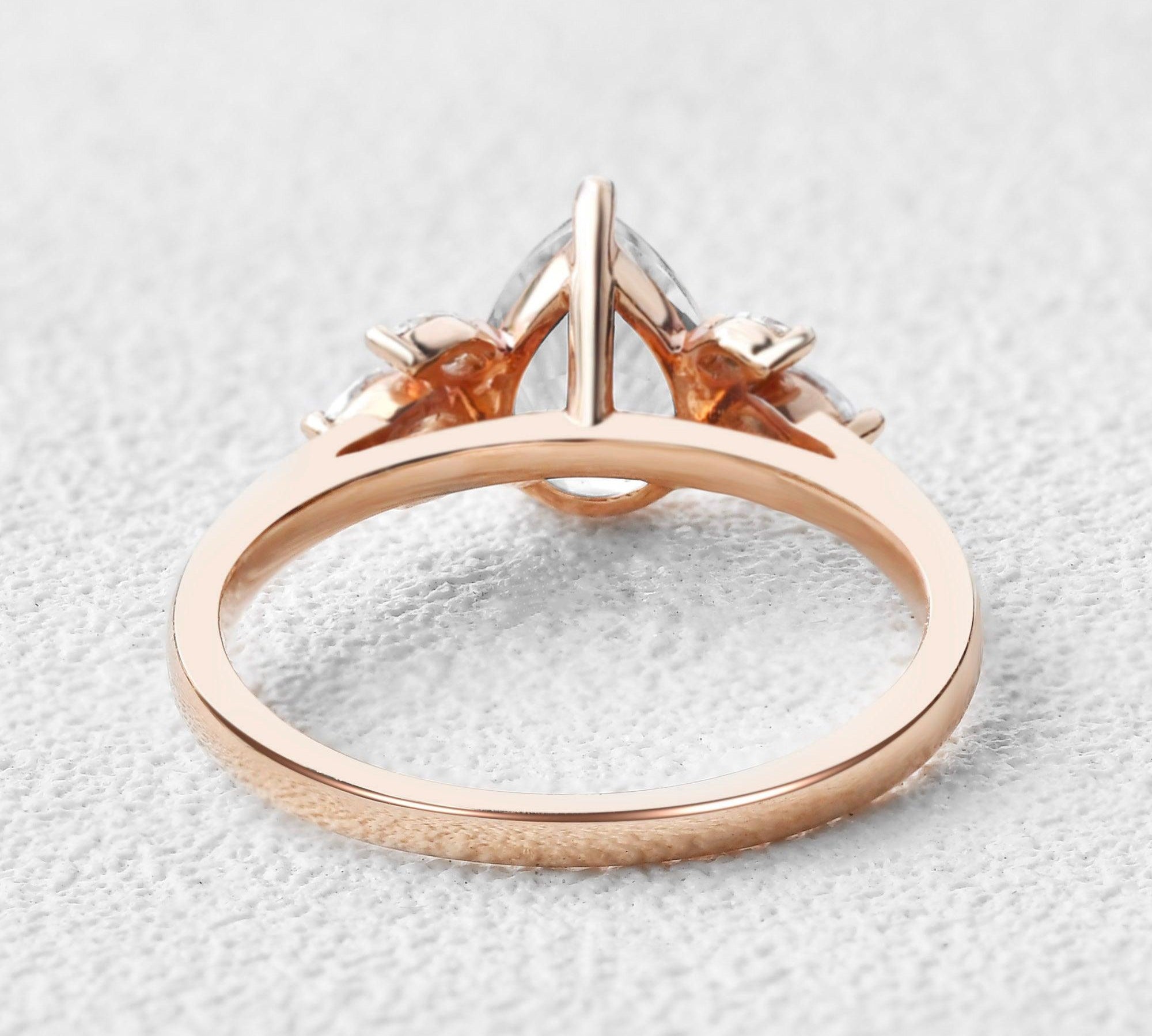 1.52 CT Pear Cut Cluster Moissanite Engagement Ring 3