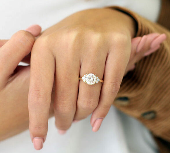 2.0 CT Round Cluster Style Moissanite Engagement Ring 1