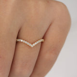 0.17 TCW Round Cut Curved Moissanite Wedding Band 3