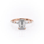 2.10 CT Emerald Cut Solitaire Pave Setting Moissanite Engagement Ring 12