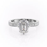 2.10 CT Emerald Cut Solitaire Pave Setting Moissanite Engagement Ring 10