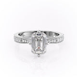 2.10 CT Emerald Cut Solitaire Pave Setting Moissanite Engagement Ring 10
