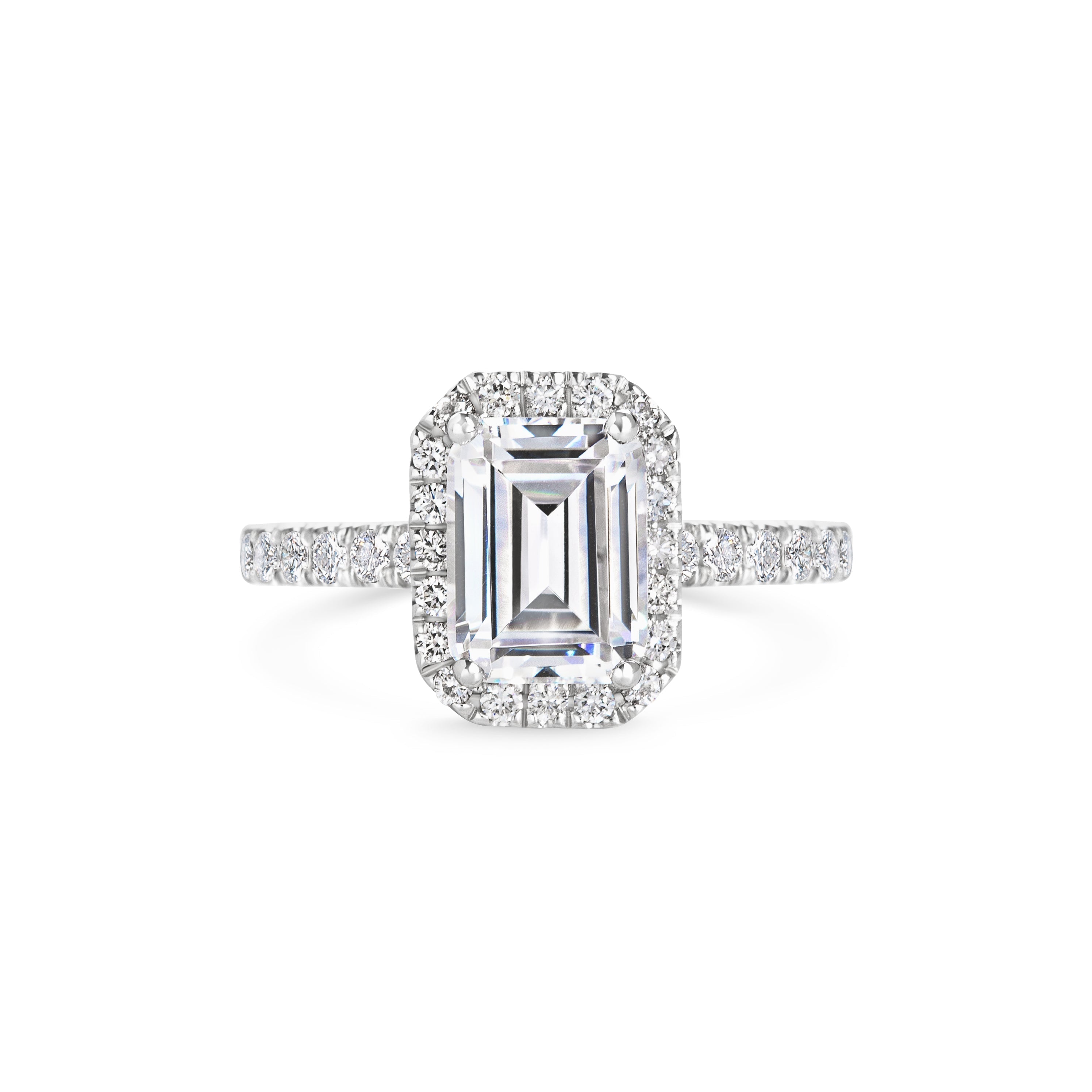 2 CT Emerald Halo CVD F/VS1 Diamond Engagement Ring 1
