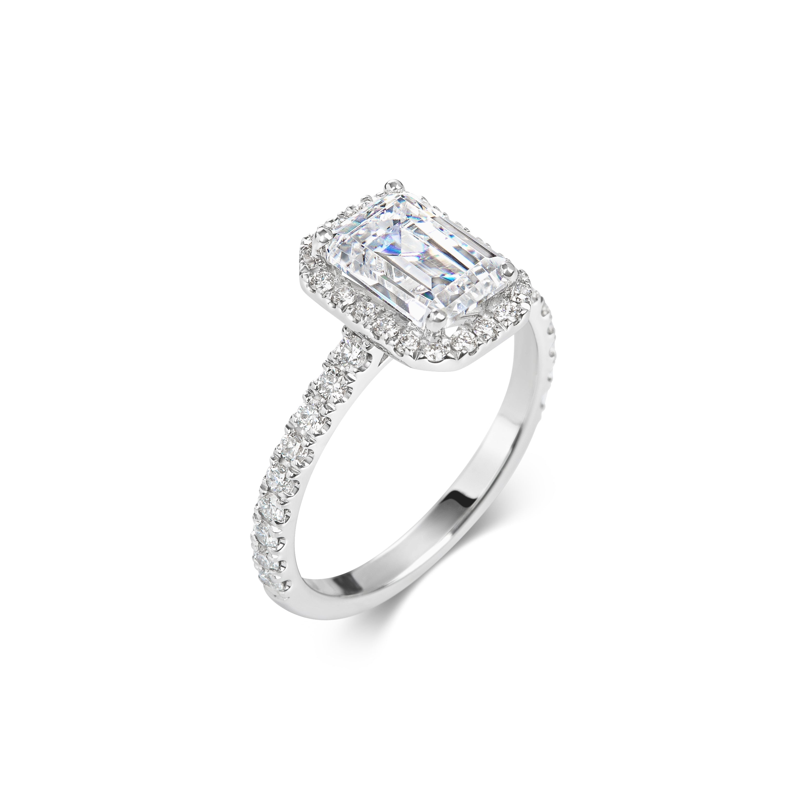 2 CT Emerald Halo CVD F/VS1 Diamond Engagement Ring 3