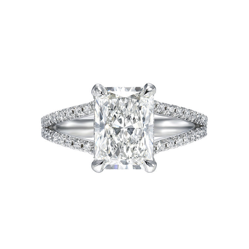 4.0 CT Radiant Hidden Halo Solit Shank CVD F/VVS2 Diamond Engagement Ring 6