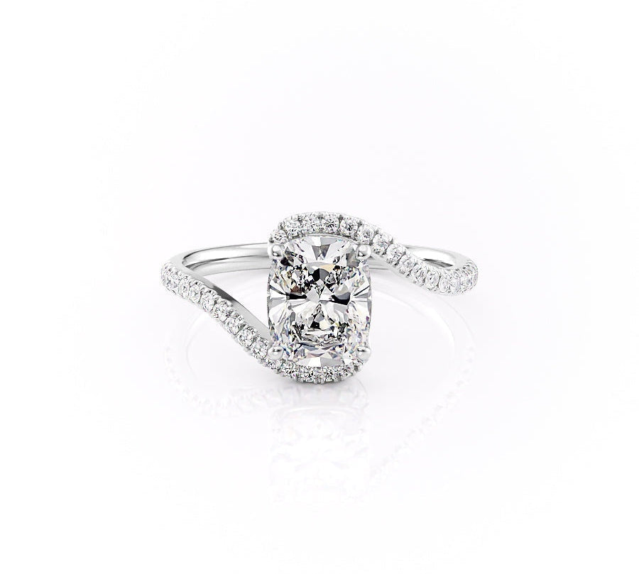 2.0 CT Elongated Cushion Cut Solitaire Bypass Setting Moissanite Engagement Ring 10
