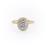 2.0 CT Elongated Cushion Cut Halo Pave Setting Moissanite Engagement Ring 11