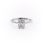 2.0 CT Elongated Cushion Cut Solitaire Hidden Halo/ Dainty Pave Setting Moissanite Engagement Ring 10