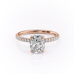 2.0 CT Cushion Cut Hidden Halo Pave Setting Moissanite Engagement Ring 11