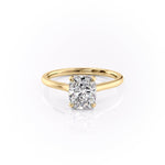 2.0 CT Elongated Cushion Cut Solitaire Hidden Halo Setting Moissanite Engagement Ring 11
