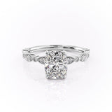 2.0 CT Cushion Cut Solitaire Milgrain Pave Setting Moissanite Engagement Ring 10