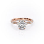 2.0 CT Elongated Cushion Cut Hidden Halo Triple Pave Moissanite Engagement Ring 12