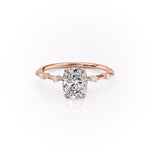 2.0 CT Elongated Cushion Cut Solitaire Dainty Pave Moissanite Engagement Ring 12