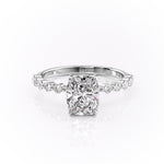 2.0 CT Elongated Cushion Cut Hidden Halo Pave Setting Moissanite Engagement Ring 10