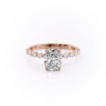 2.0 CT Elongated Cushion Cut Hidden Halo Pave Setting Moissanite Engagement Ring 12