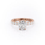 2.0 CT Elongated Cushion Cut Hidden Halo Pave Moissanite Engagement Ring 12