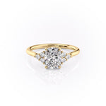2.0 CT Cushion Cut Cluster Moissanite Engagement Ring 11