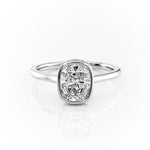 2.0 CT Cushion Cut Solitaire Bezel Hidden Halo Setting Moissanite Engagement Ring 10