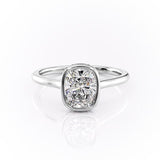 2.0 CT Cushion Cut Solitaire Bezel Hidden Halo Setting Moissanite Engagement Ring 10
